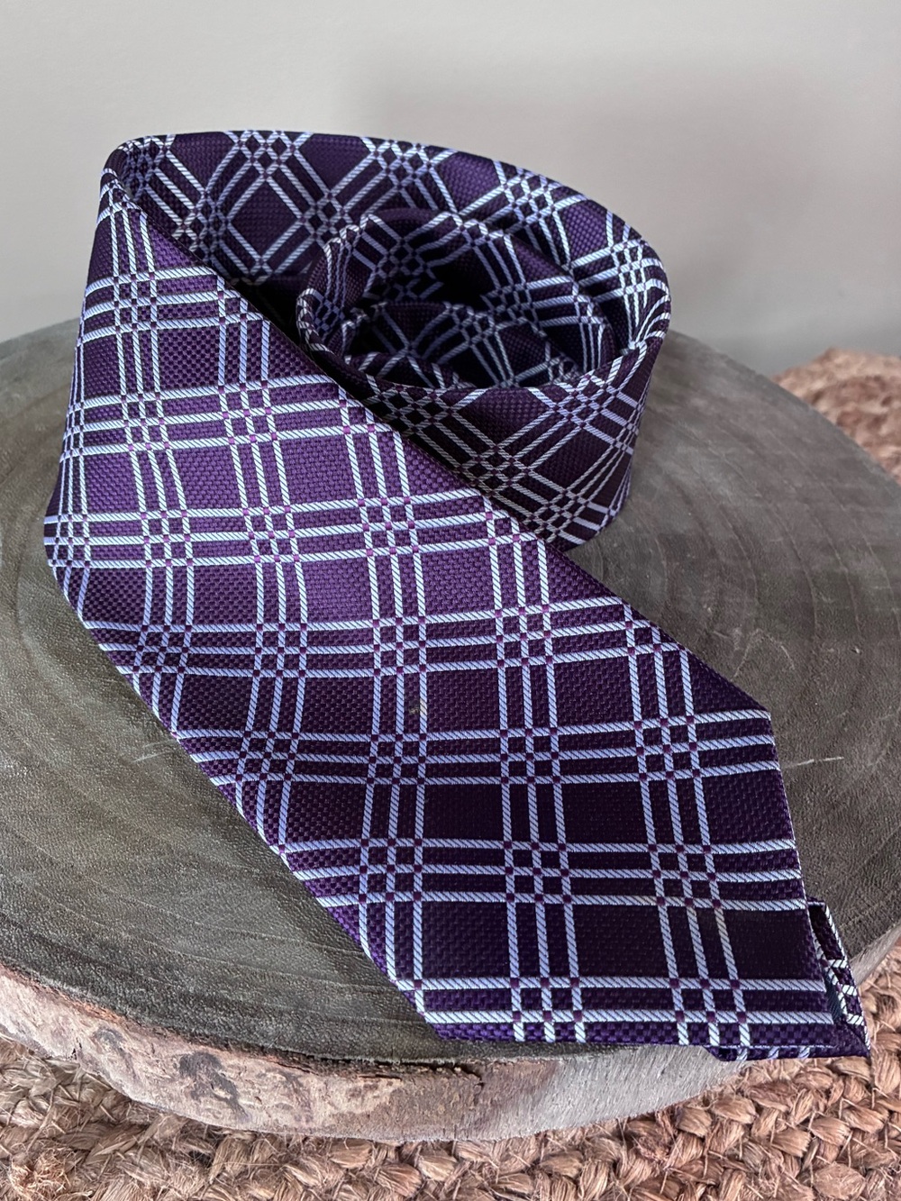 Purple Checked Men's Tie